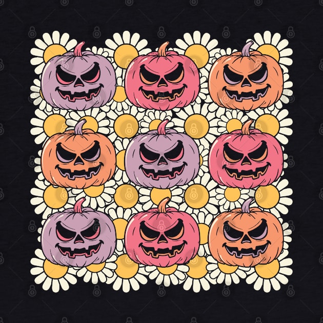 Funny Hippie Flower Pumpkin Halloween Gift by BadDesignCo